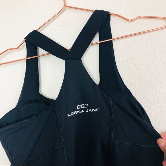 GUC Lorna Jane Black Racerback Logo Workout Tank Small - Picture 4 of 5